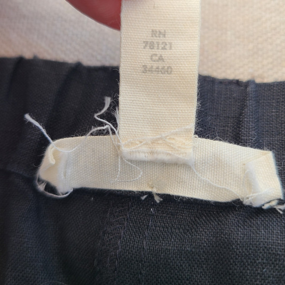 Eileen Fisher Organic Linen Black Midi Faux Wrap Skirt Stretch Waist Tie Size M - Picture 6 of 9